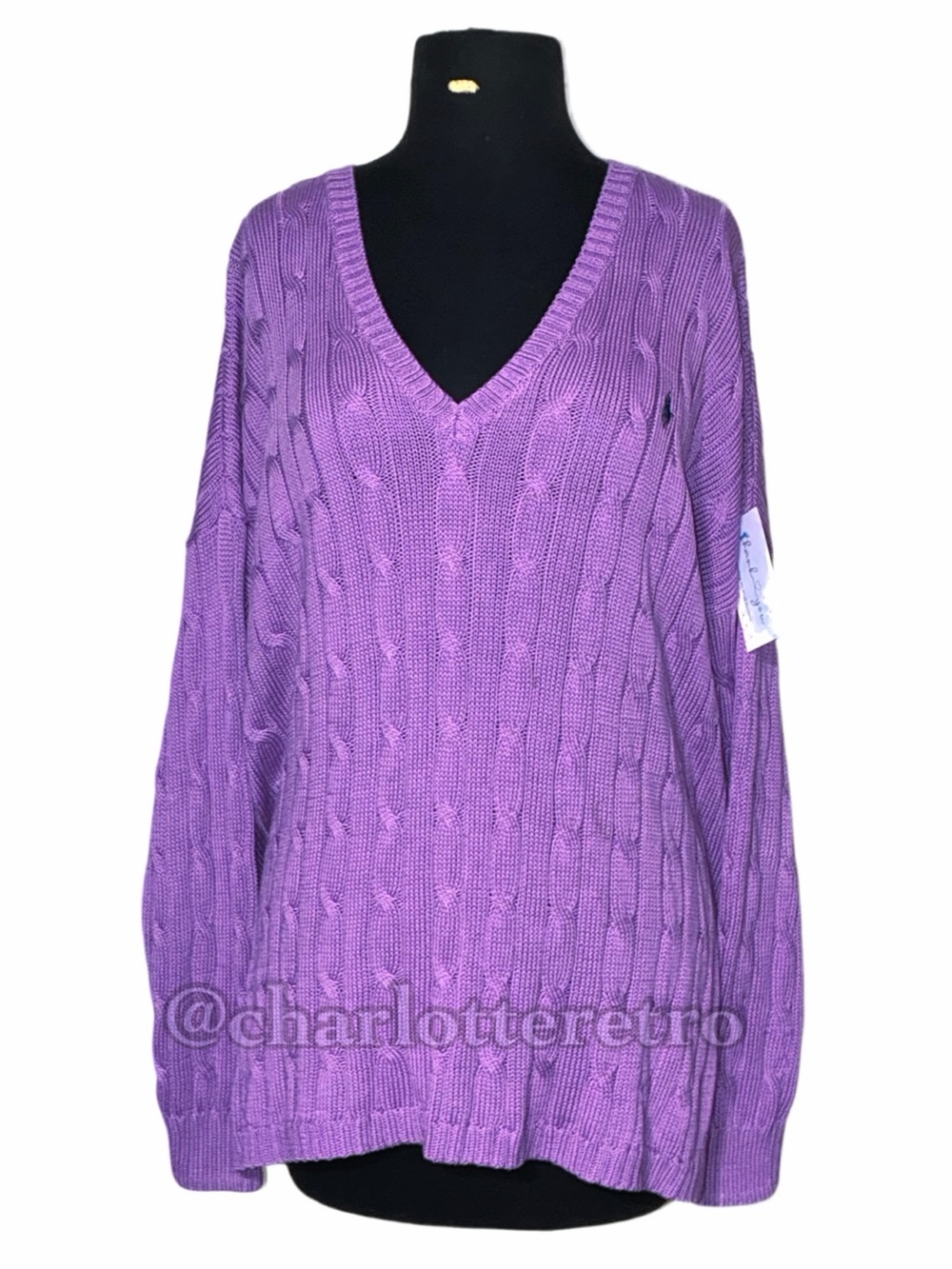 Polo RL • Pima Cotton V-Neck Cable Knit Sweater